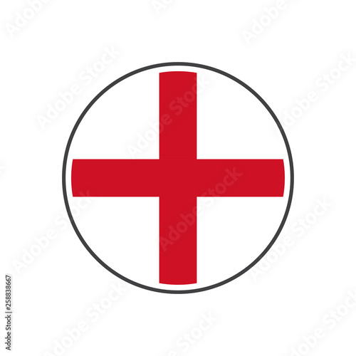 Circle england flag with icon vector isolated on white background