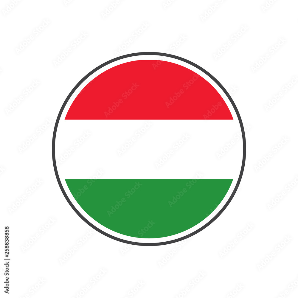 Circle hungary flag with icon vector isolated on white background Circle hungary flag with icon vector isolated on white background