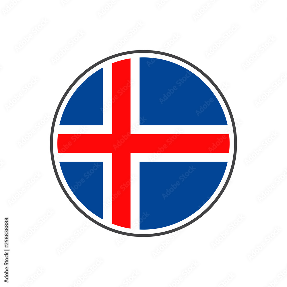 Circle iceland flag with icon vector isolated on white background Circle iceland flag with icon vector isolated on white background