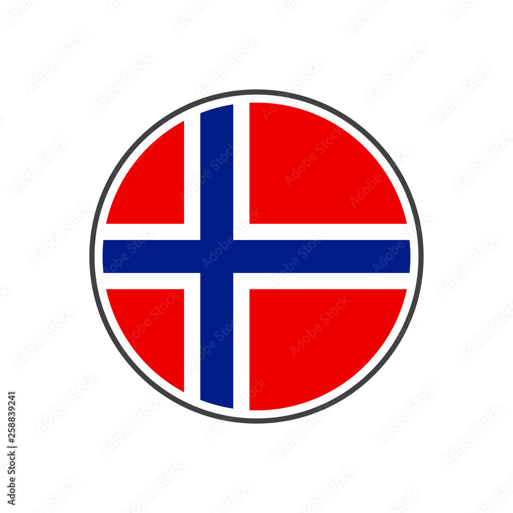 Fototapeta premium Circle norway flag with icon vector isolated on white background