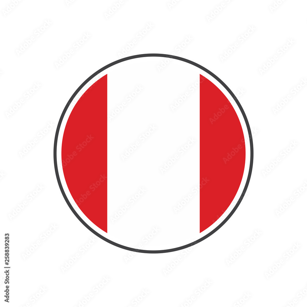 Circle peru flag with icon vector isolated on white background Circle peru flag with icon vector isolated on white background