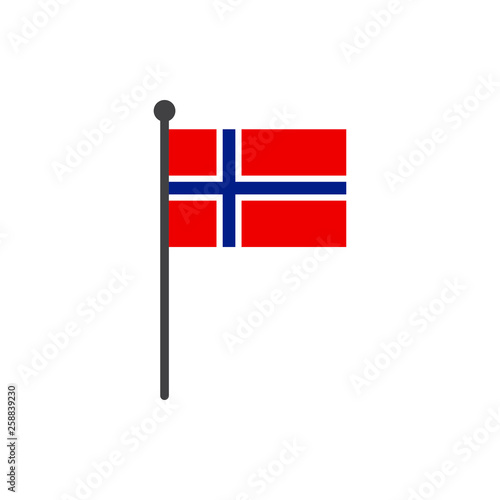 norway flag with pole icon vector isolated on white background