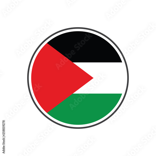 Circle palestine or gaza flag with icon vector isolated on white background