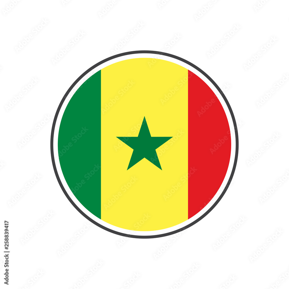 Circle senegal flag with icon vector isolated on white background Circle senegal flag with icon vector isolated on white background