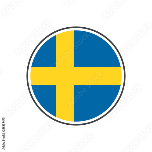 Circle sweden flag with icon vector isolated on white background