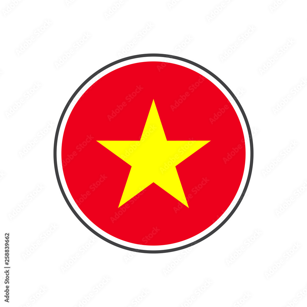 Circle vietnam flag with icon vector isolated on white background Circle vietnam flag with icon vector isolated on white background