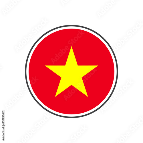 Circle vietnam flag with icon vector isolated on white background