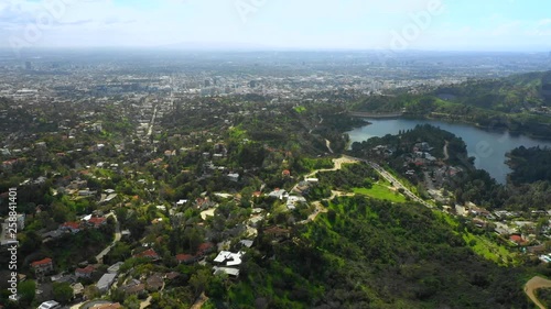 Aerial video luxury homes Hollywoodland California photo