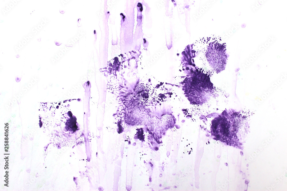 purple Watercolor splashes on the white. Watercolor background