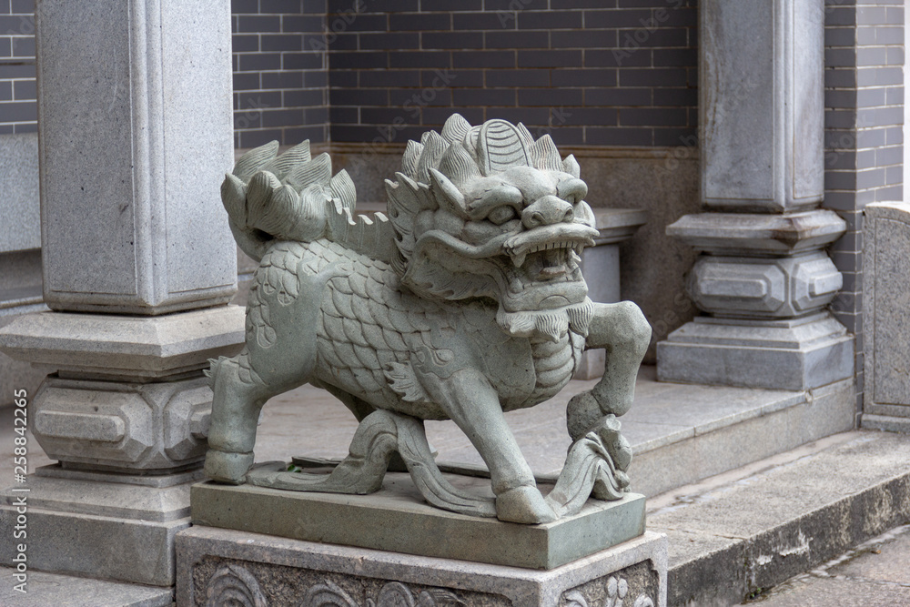 lion kylin statue guarding a chinese temple lion kylin statue guarding a chinese temple