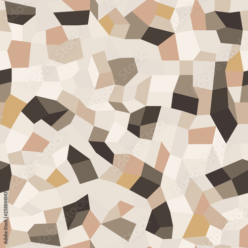 Vector terrazzo seamless pattern. Endless abstract texture of classic italian type of floor. Trendy flooring background with chaotic colored stones. Colorful mosaic tile with colored polished pebble