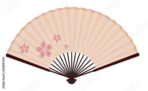 Ancient Traditional Asian Fan with Sakura On It 