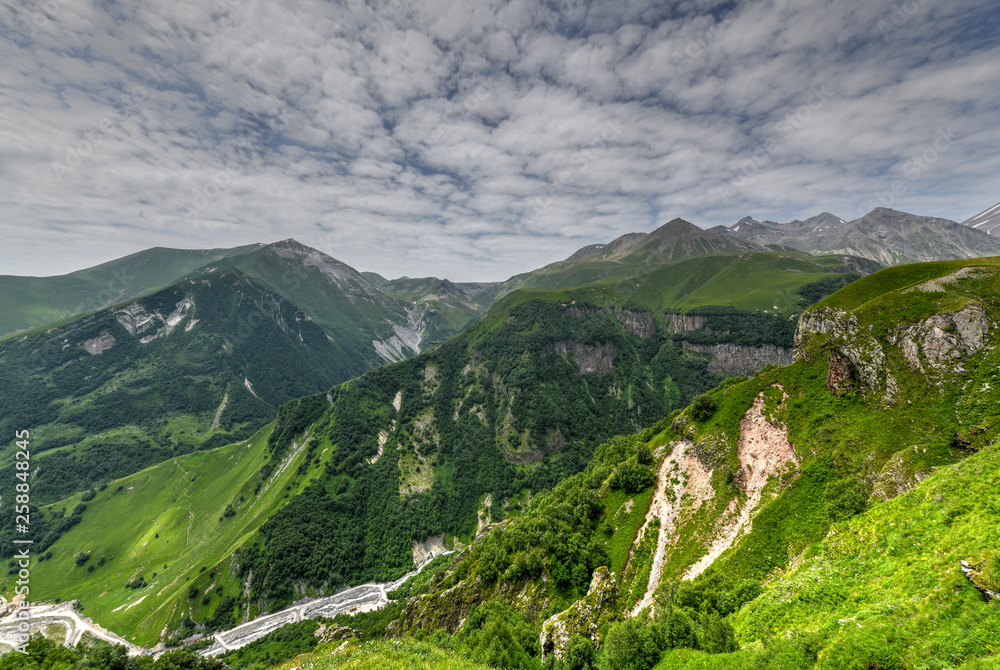 Fototapeta premium Mountain Panorama - Kazbegi, Georgia