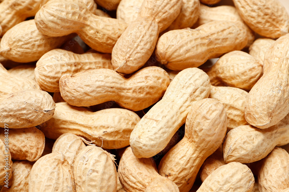 Close up of some peanuts or groundnut background. Place for text. Top view. close-up. Close up of some peanuts or groundnut background. Place for text. Top view. close-up.