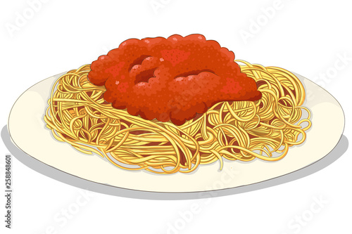 bolognese pasta hand drawing illustration isolated on white