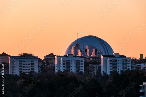 Photography Stockholm, Sweden The view east over the Årsta neighborhood and the Ericsson Globe Arena
