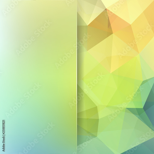 Abstract mosaic background. Blur background. Triangle geometric background. Design elements. Vector illustration. Pastel green, orange colors.