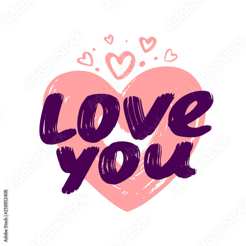 Hand written love you phrase. symbol vector illustration