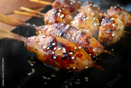 japanese meatball grill  or tsukune.