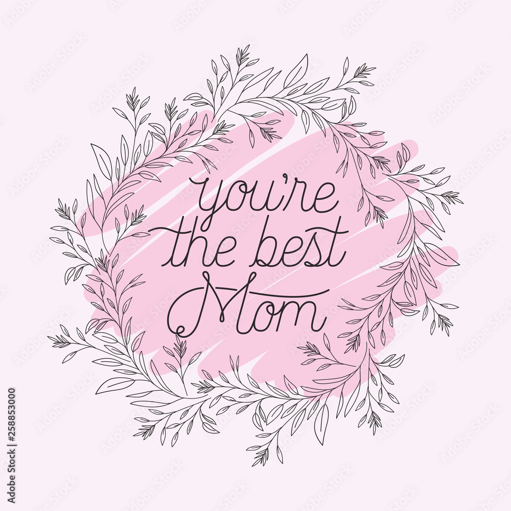 happy mothers day card with herbs circular frame