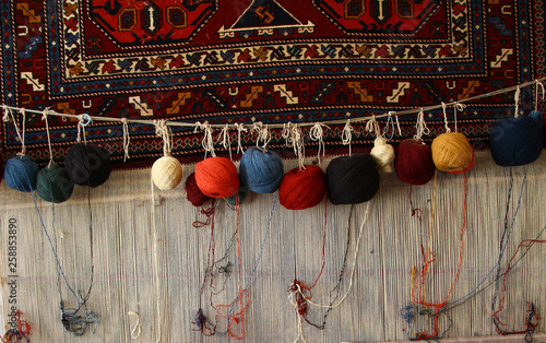 A loom for weaving authentic, traditional, oriental rugs, carpets with hand spun and natural dyed wool yarns. 