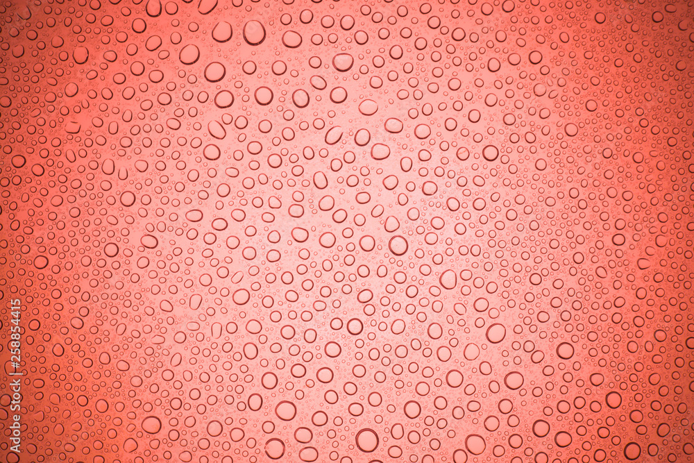 Rain droplets on red glass background, Water drops on glass. Rain droplets on red glass background, Water drops on glass.
