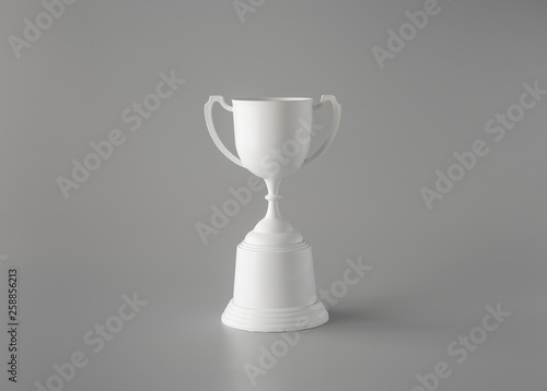 Champion white trophy on gray background