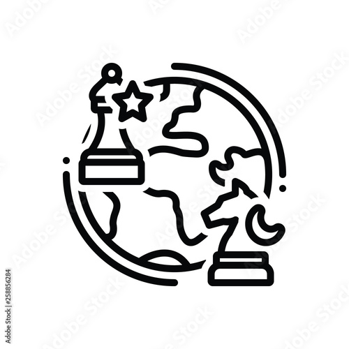 Black line icon for geopolitics chess photo