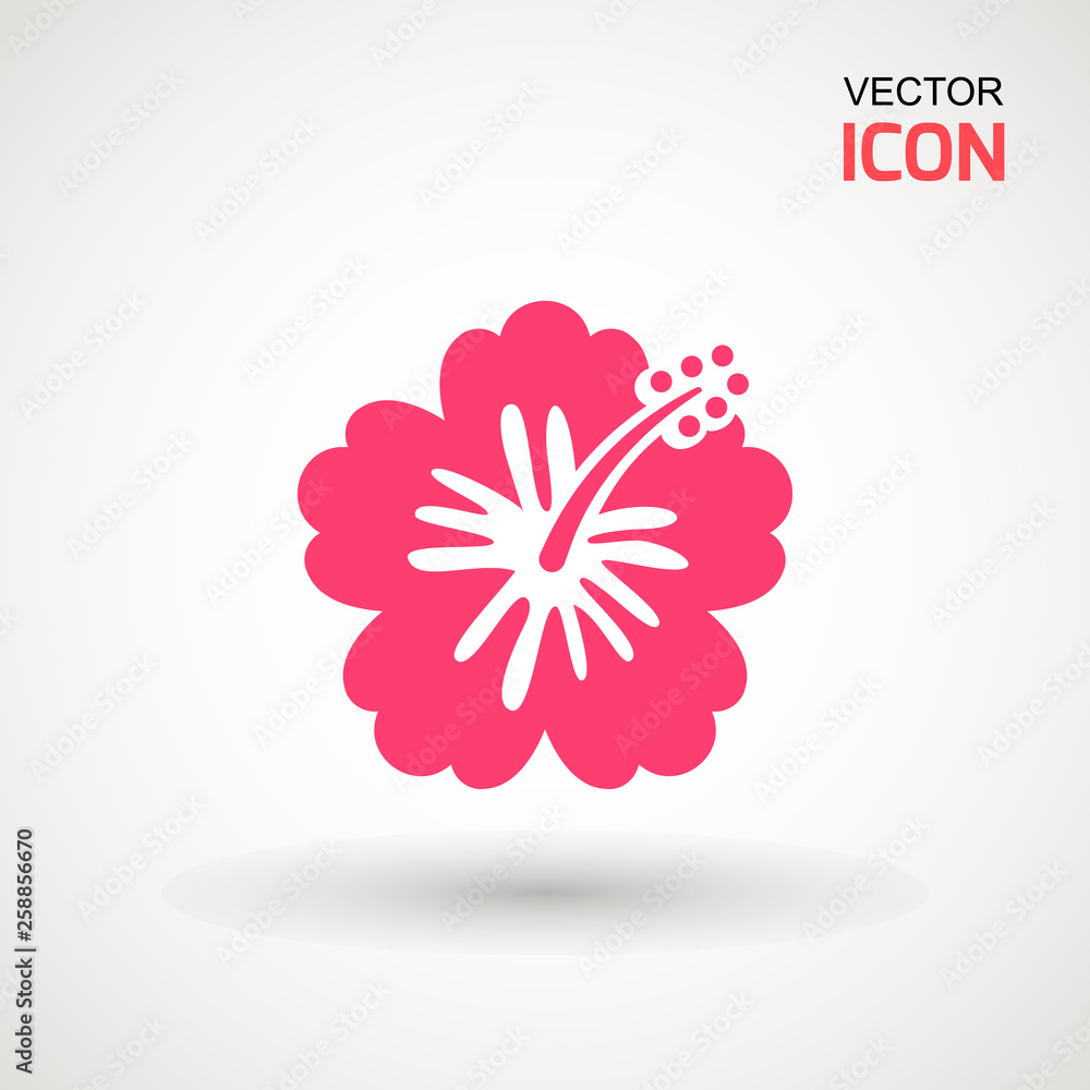 Hibiscus flower, icon. Hibiscus icon isolated on white background. Vector art. Hibiscus flower, icon. Hibiscus icon isolated on white background. Vector art.