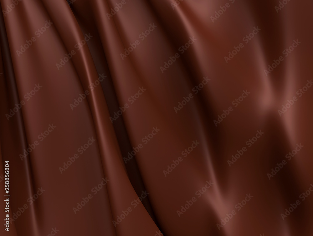 Fototapeta premium Abstract Dark Chocolate Background. Beautiful Satin Fabric for Drapery Abstract Texture. Brown Silk.