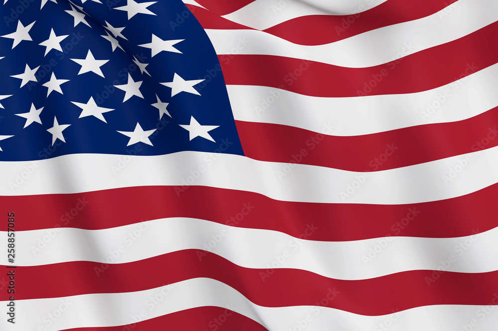 Obraz premium United States Flag Close Up Illustration. Waving flag of USA
