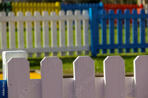 Colorful fences in different depths