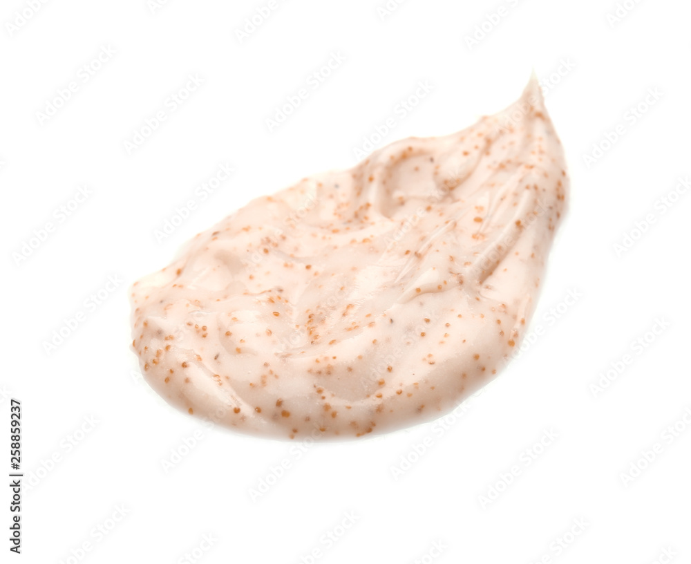 Sample of sugar scrub on white background Sample of sugar scrub on white background