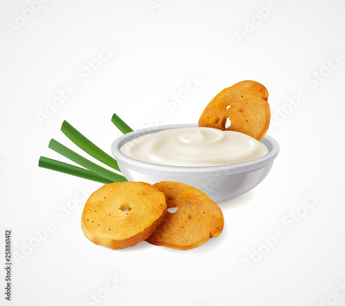 Snacks With Green Onion And Sour Cream