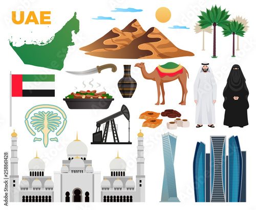 UAE Travel Icons Set 