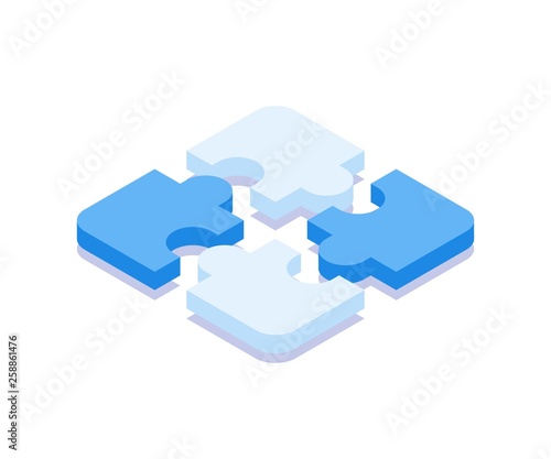 Puzzle icon. Vector illustration in flat isometric 3D style.