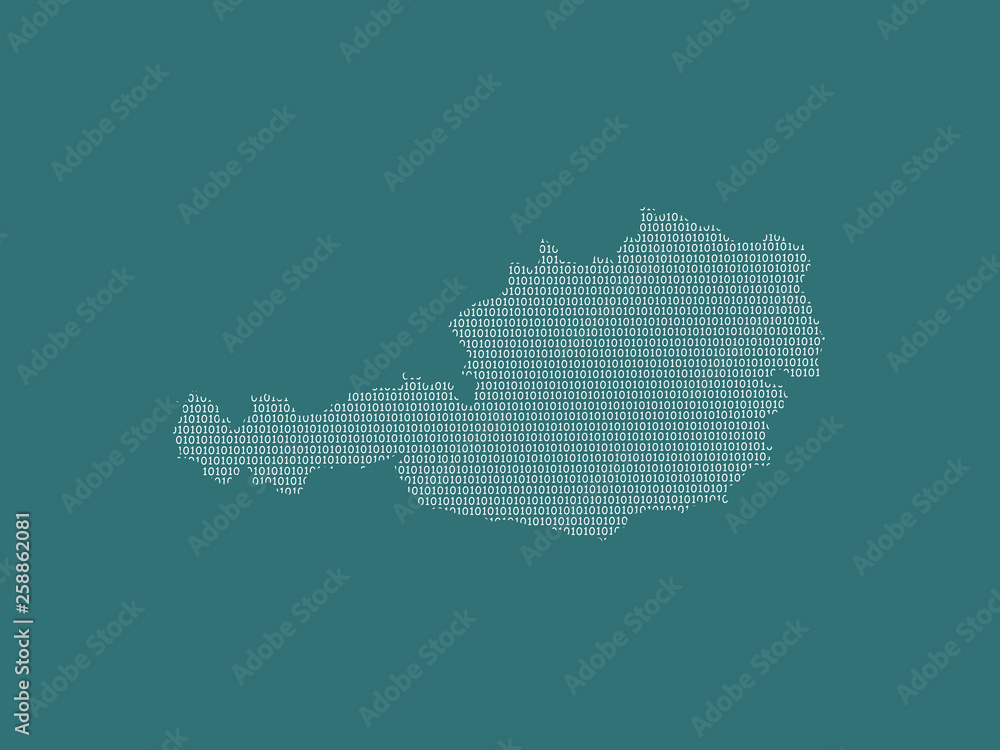 Austria vector map using white binary digits on dark background to mean digital country and the advancement of technology illustration