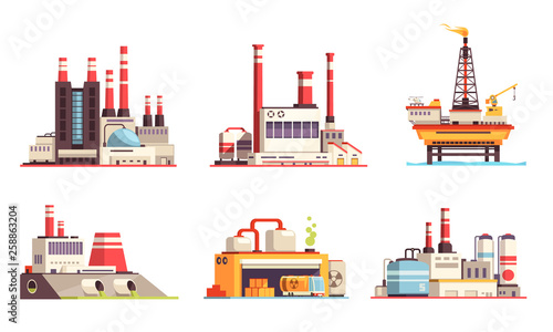 Industrial Buildings Flat Set 