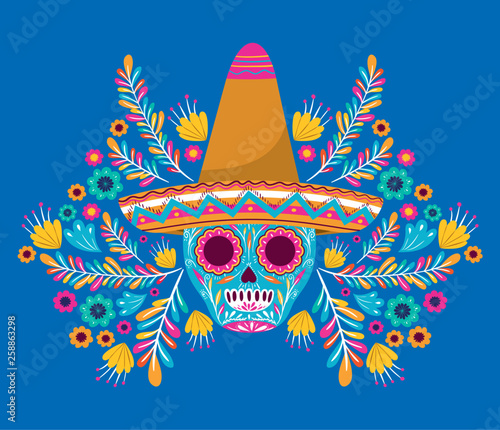 cinco de mayo card with skull and hat