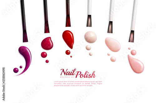 Nail Polish Smears Color Realistic Icon Set
