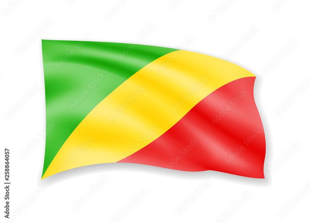 Obraz premium Waving Congo flag on white. Flag in the wind.