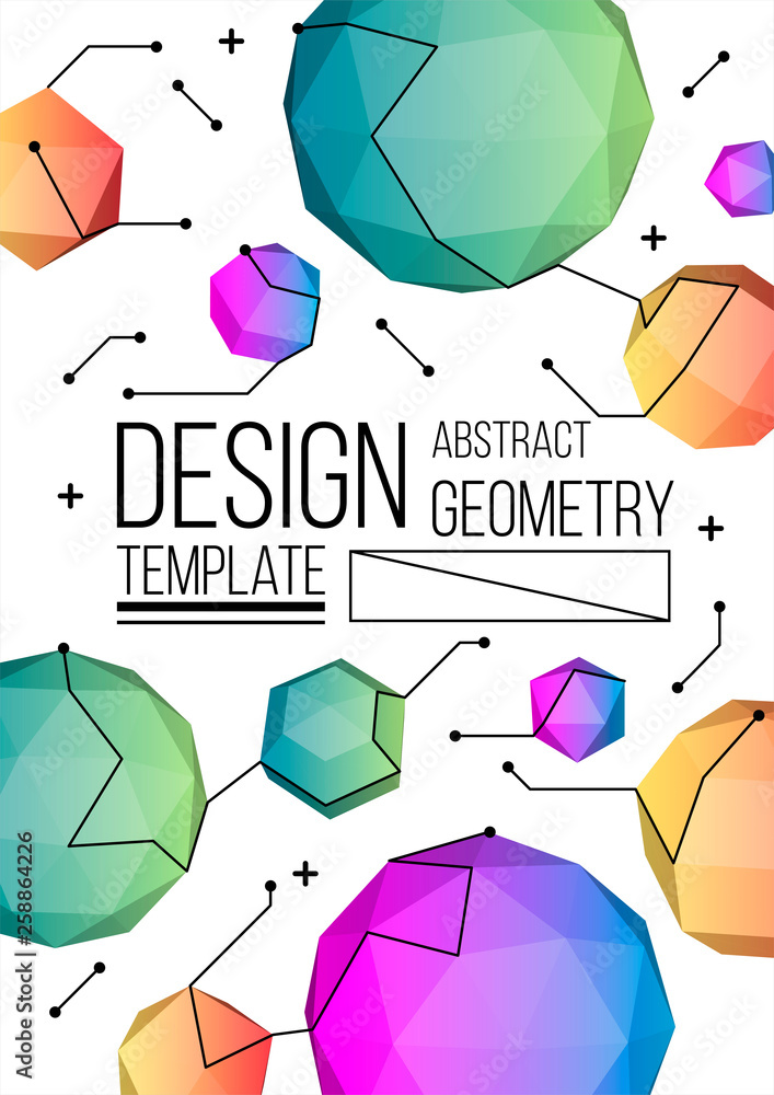 Plakat Minimal geometric background with low poly elements. Simple shapes with trendy gradients.