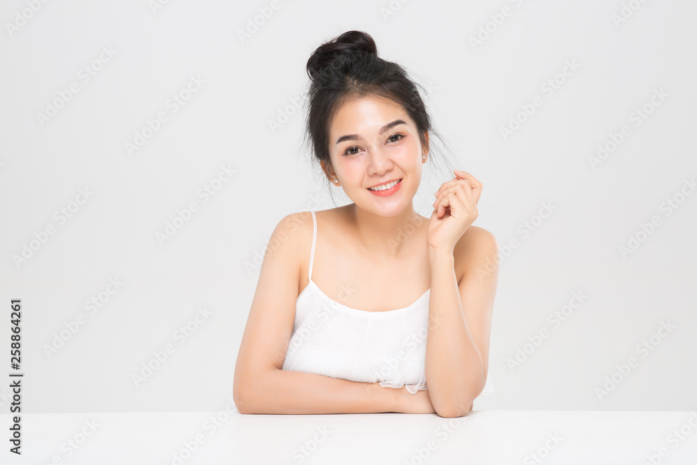 Beautiful smiling woman with clean skin, natural make-up Beautiful smiling woman with clean skin, natural make-up
