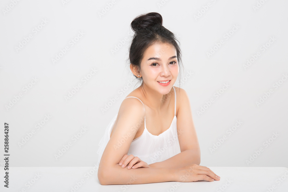 Beautiful smiling woman with clean skin, natural make-up Beautiful smiling woman with clean skin, natural make-up