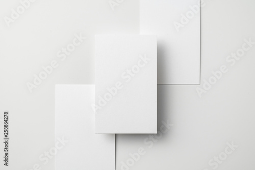 top view of 3 business card isolated on white