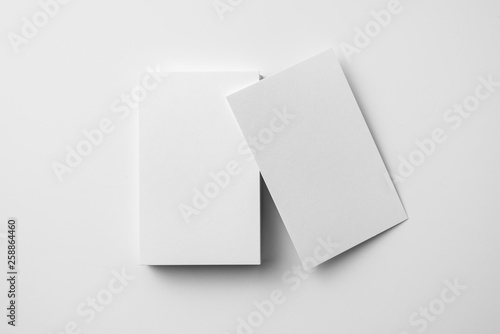 top view of 2 business card isolated on white