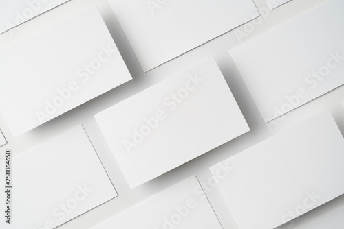 top view of business card isolated on white photo