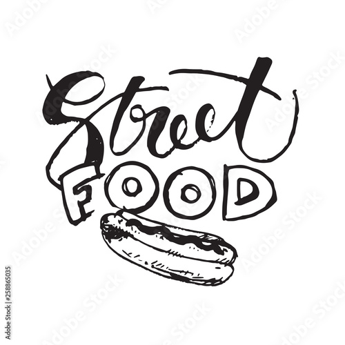 Street food - hand drawn doodle poster