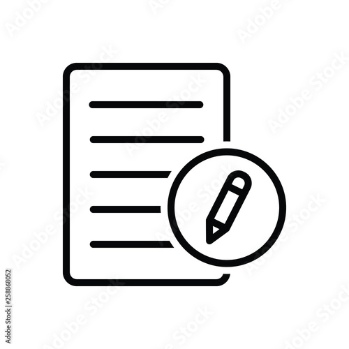 Black line icon for registration registry