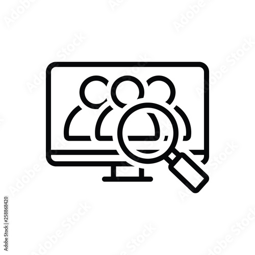 Black line icon for about us